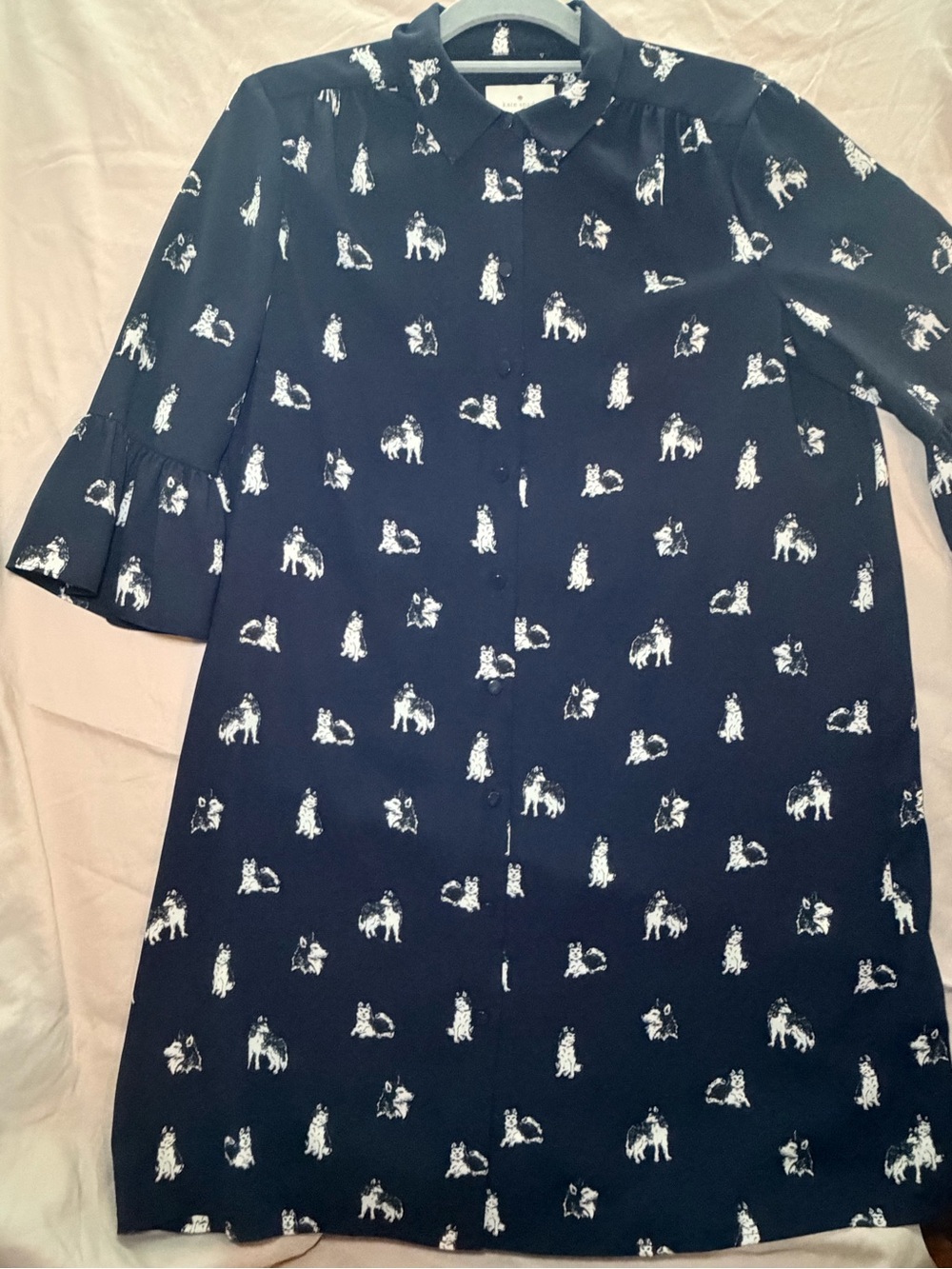 Kate spade Navy Button-Up Dress with White Dog Print